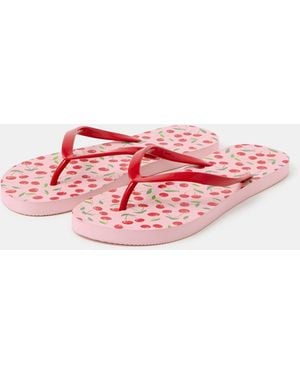 Accessorize Cherry Print Flip Flops - Red