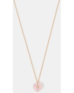 Accessorize 14Ct-Plated Rose Quartz Pendant Necklace - White