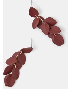 Accessorize Enamel Willow Leaf Drop Earrings - Red