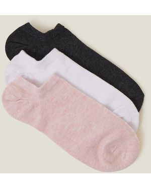 Accessorize Cotton 3-Pack Trainer Socks - Pink