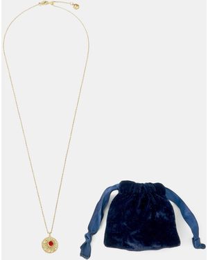 Accessorize 14Ct-Plated Birthstone Coin Pendant Necklace - Blue