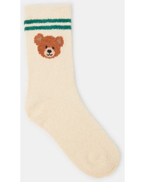 Accessorize Bear Print Cosy Socks - White