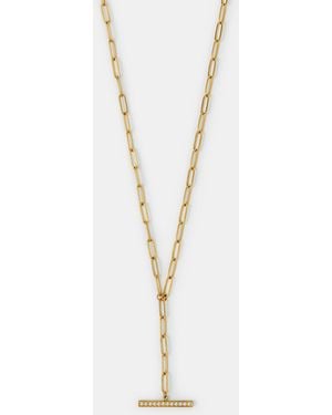 Accessorize Stainless Steel T-Bar Lariat Necklace - White