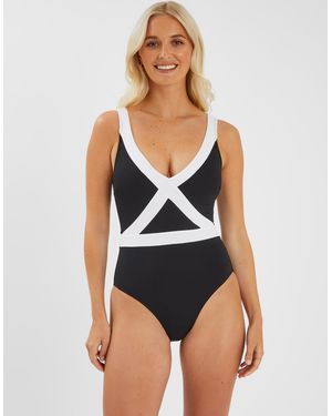 Accessorize Textured Monochrome Shaping Swimsuit - Blue