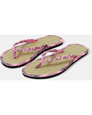 Accessorize Braided Bandana Seagrass Flip Flops - White
