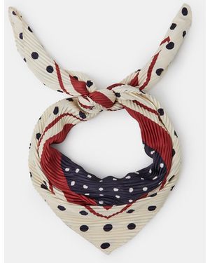 Accessorize Polka Dot Crinkle Square Satin Scarf - White