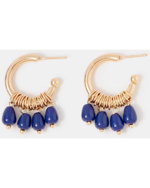 Accessorize Bead Charm Hoop Earrings - White