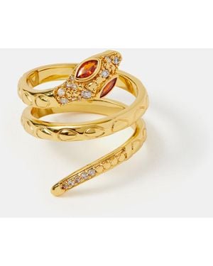 Accessorize 14Ct-Plated Snake Wrap Ring - Metallic