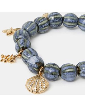 Accessorize Ocean Charm Bead Bracelet - Black