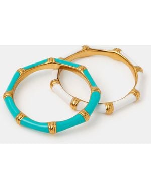 Accessorize 2-Pack Stainless Steel Enamel Rings - Blue