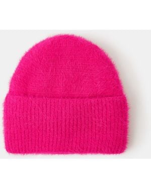 Accessorize Fuzzy Beanie Hat - Pink