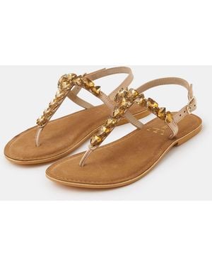 Accessorize Gemstone Leather Sandals - Metallic