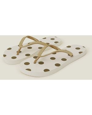 Accessorize Metallic Polka Dot Flip Flops - Natural