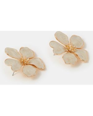 Accessorize Flower Statement Stud Earrings - Natural
