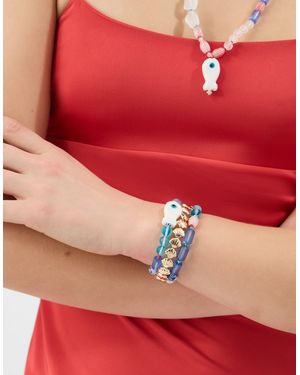 Accessorize 3-Pack Fish Beaded Bracelets - Red