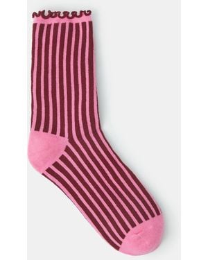 Accessorize Frilly Stripe Socks - Pink