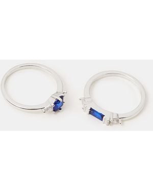 Accessorize 2-Pack Cubic Zirconia Rings - Metallic