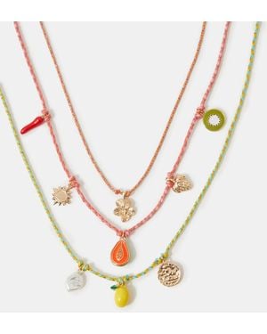 Accessorize 3-Pack Charm Cord Necklaces - Metallic