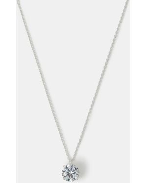 Accessorize Sterling Round Cut Pendant Necklace - White