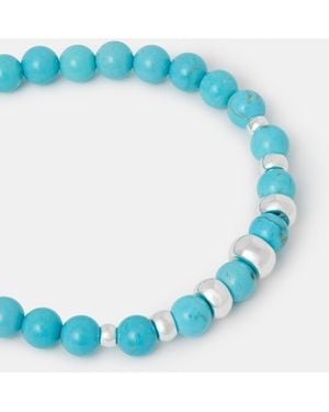 Accessorize Sterling-Plated Semi-Precious Stretch Bracelet - Blue