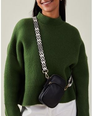 Accessorize Webbing Strap Phone Bag Leather - Green