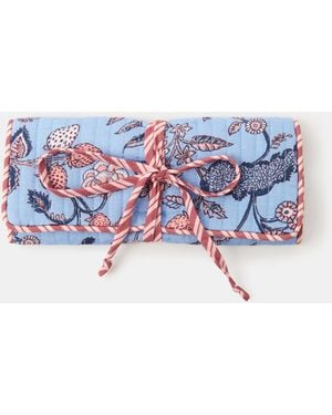 Accessorize Floral Quilted Jewellery Roll - Blue