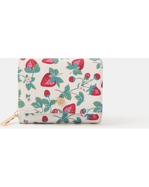 Accessorize Strawberry Print Tri Fold Purse - White