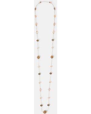 Accessorize Long Gemstone Beaded Station Necklace - White
