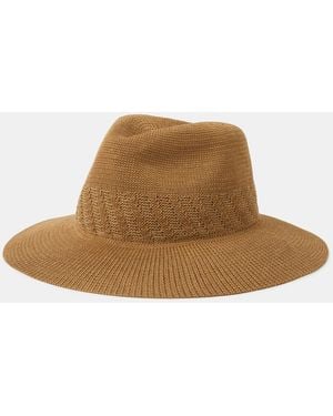 Accessorize Woven Fedora Hat - Brown
