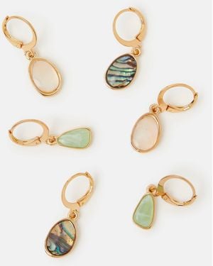 Accessorize 3-Pack Mini Stone Drop Hoop Earrings - White