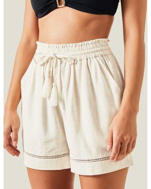 Accessorize High Waist Beach Shorts - Natural