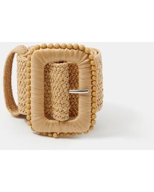 Accessorize Square Buckle Woven Belt - Metallic