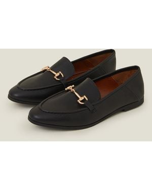 Accessorize Slim Faux Leather Metal Bar Loafers - Black