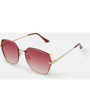 Accessorize Geometric Metal Sunglasses - Pink
