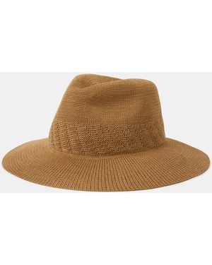 Accessorize Woven Packable Fedora Hat - Brown