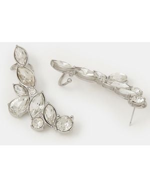 Accessorize Diamanté Climber Stud Earrings - Natural
