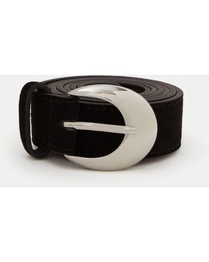 Accessorize Oval Buckle Suede Belt - Black