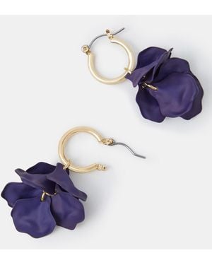 Accessorize Enamel Flower Short Drop Earrings - Blue
