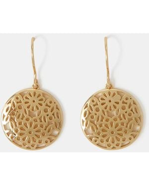 Accessorize 14Ct-Plated Round Filigree Drop Earrings - White