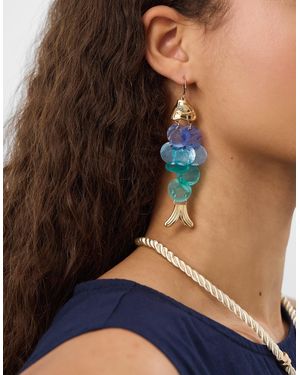 Accessorize Ombré Fish Drop Earrings - Blue
