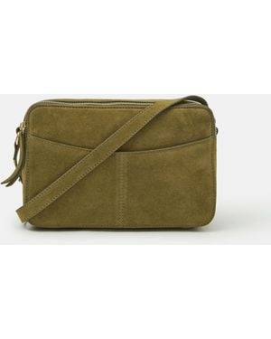 Accessorize Double Zip Suede Camera Bag - Multicolour