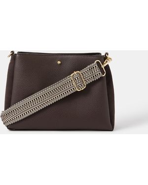 Accessorize Webbing Strap Crossbody Bag & Cream, Size: 19X25X19Cm - Brown