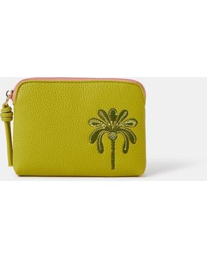 Accessorize Embroidered Palm Coin Purse - Yellow