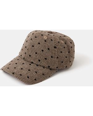 Accessorize Heart Houndstooth Baseball Cap - Brown