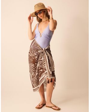 Accessorize Palm Print Tassel Sarong - Natural