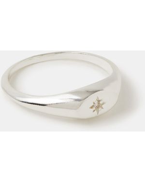 Accessorize Sterling Star Signet Ring - White