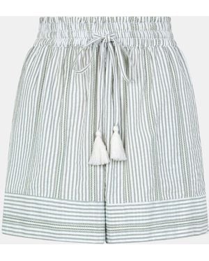 Accessorize Stripe Cotton Beach Shorts - Blue