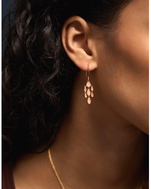 Accessorize 14Ct-Plated Rose Quartz Drop Earrings - Brown