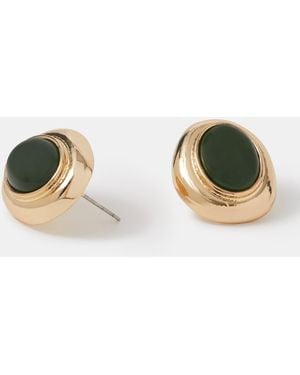 Accessorize Statement Resin Stone Stud Earrings - Green