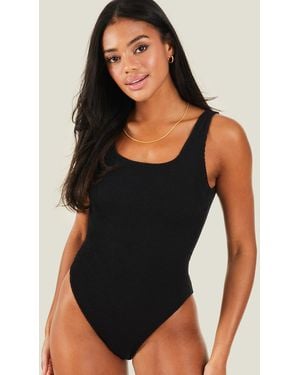 Accessorize Crinkle Textured Swimsuit - Black
